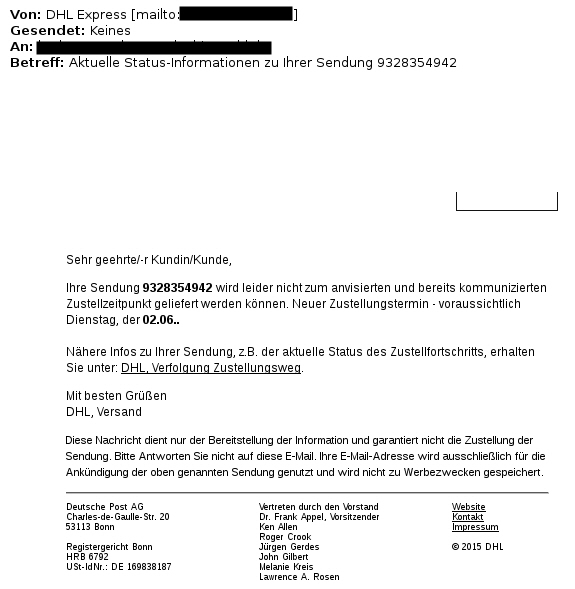 DHL Phishing-Mail