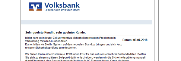 Phishing-Mail Identitätsüberprüfung