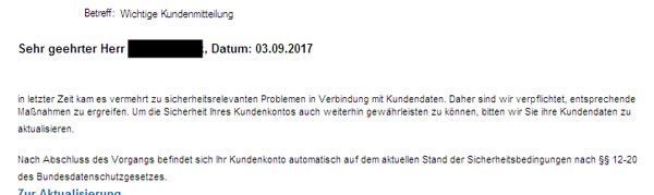 Phishing-Mail Identitätsprüfung