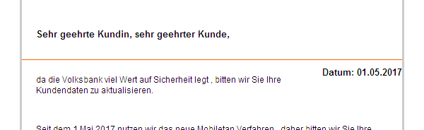 Phishing-Mail mobileTAN
