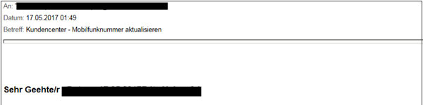 Phishing-Mail mobileTAN