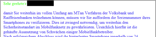 Phishing-Mail Online-Zugriff gesperrt