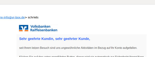 Phishing-Mail sicheres Online-Banking