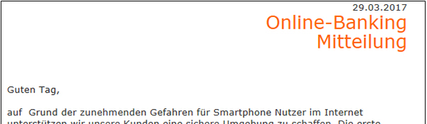 Phishing-Mail sicheres Online-Banking