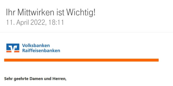 Phishing-Warnung Russland-Sanktionen: Beispiel einer solchen Phishing-Nachricht