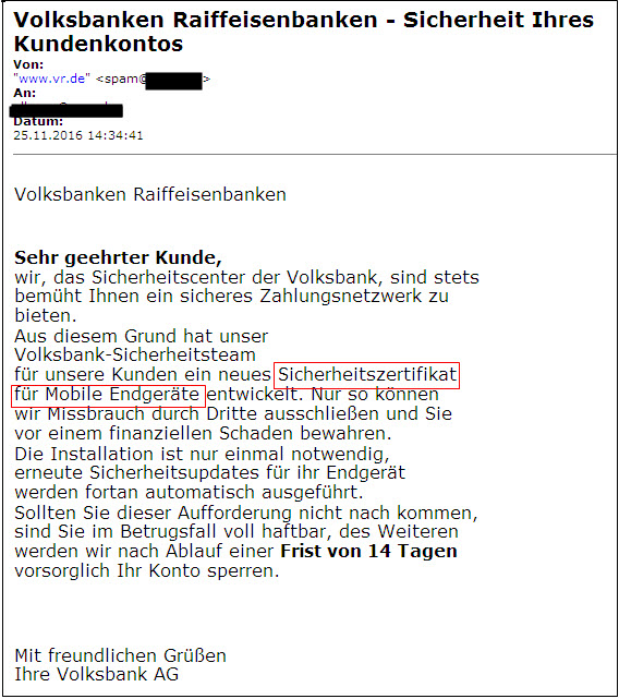 Phishing Sicherheit Kundenkonto