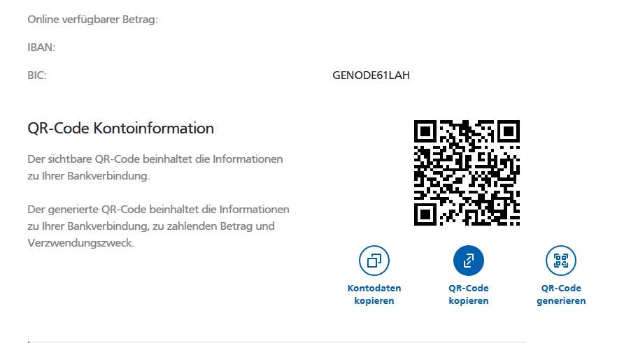 QR-Code Kontoinformation