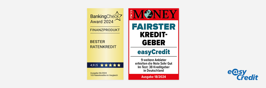 BankingCheck und FOCUS MONEY zeichnen easyCredit aus