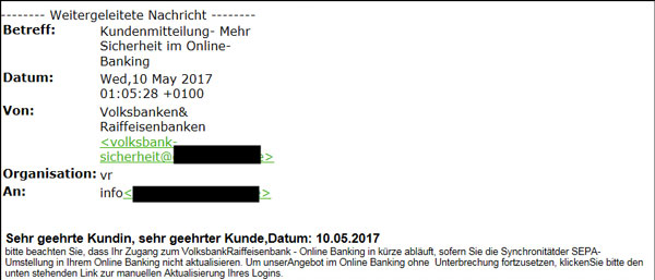 Phishing-Mail SEPA