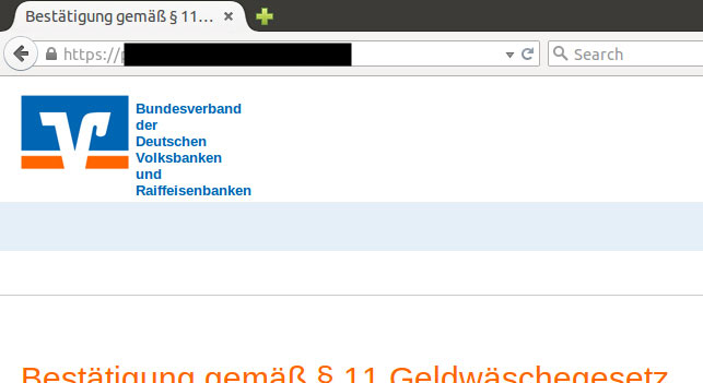 Ansicht der gefälschten Internetseite mit Eingabemaske für IBAN und Handynummer