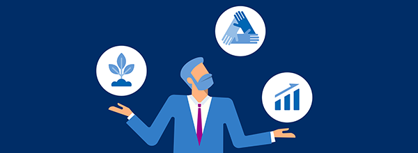 Drei Dimensionen von Corporate Social Responsibility: soziale, ökologische und ökonomische Verantwortung