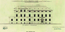 Planskizze des Erweiterungsbaus (Ostansicht) 1954 Planskizze des Erweiterungsbaus (Ostansicht) 1954